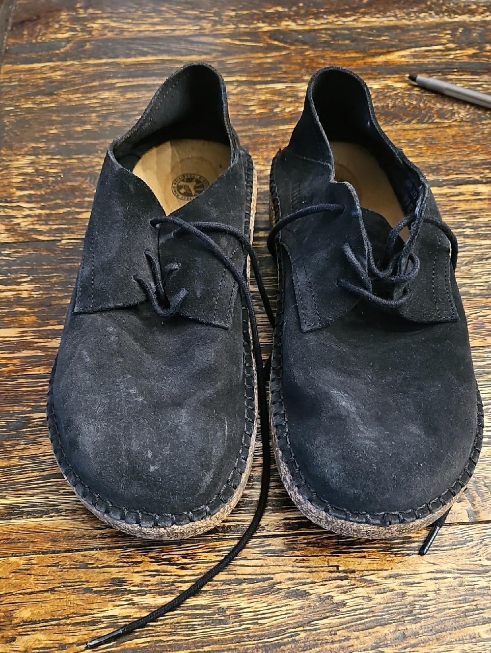 Birkenstock Black Suede Casual Lace-Up Shoes Rare 39 Or 9